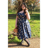Dolly & Dotty Amanda Fit and Flare Dress Owl & Letter Print in Dark Blue-Apparel & Accessories-Glitz Glam and Rebellion GGR Pinup, Retro, and Rockabilly Fashions