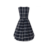 Annie Retro Check Swing Dress in Navy Blue-Apparel & Accessories-Glitz Glam and Rebellion GGR Pinup, Retro, and Rockabilly Fashions