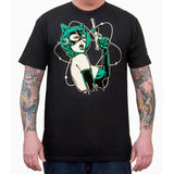 "Space Pussy" Art by Mike Bell Men's Graphic T-Shirt by Black Market Art-Apparel & Accessories-Glitz Glam and Rebellion GGR Pinup, Retro, and Rockabilly Fashions