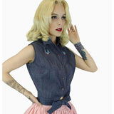 Embroidered Sparrows Denim Top by Hemet-Apparel & Accessories-Glitz Glam and Rebellion GGR Pinup, Retro, and Rockabilly Fashions