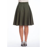 Banned Apparel Khaki Foxy Skirt-Apparel & Accessories-Glitz Glam and Rebellion GGR Pinup, Retro, and Rockabilly Fashions