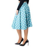 Eva Rose Fit & Flare Blue with White Polka Dots with Pockets-Apparel & Accessories-Glitz Glam and Rebellion GGR Pinup, Retro, and Rockabilly Fashions