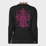 Pinky Star - Tiki Pinstripe Cardigan-Cardigan-Glitz Glam and Rebellion GGR Pinup, Retro, and Rockabilly Fashions