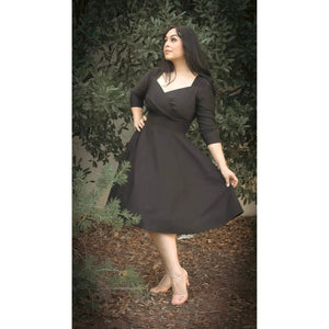 Solid Black 1940's Swing Dress by Hemet-Dress-Glitz Glam and Rebellion GGR Pinup, Retro, and Rockabilly Fashions