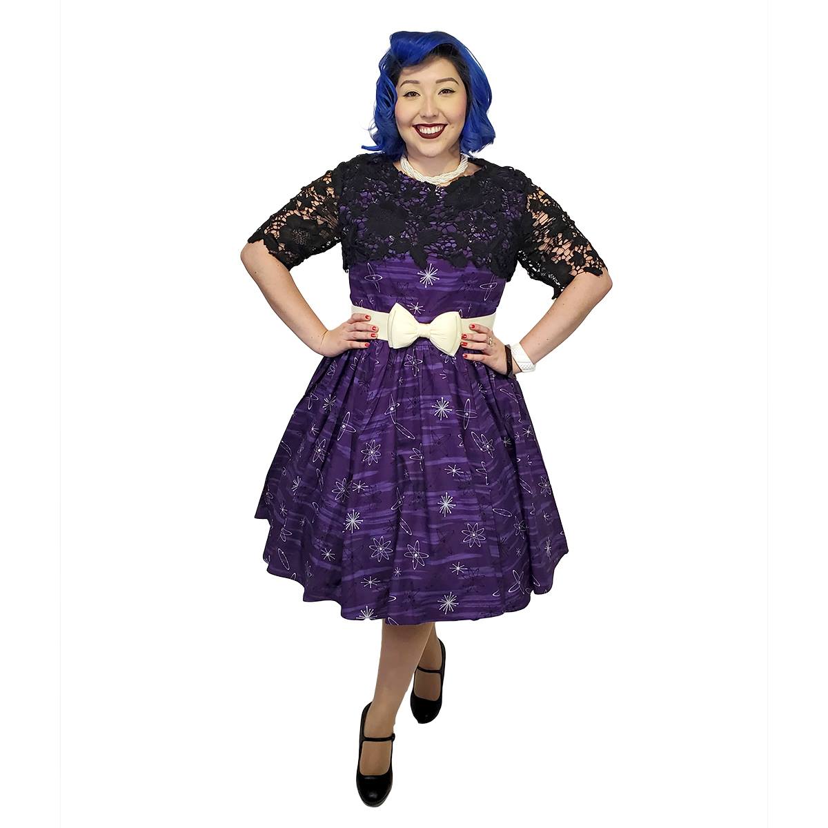 Purple Retro Atomic Print Dress