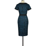 Anna Wiggle Dress in Blue Print-Dress-Glitz Glam and Rebellion GGR Pinup, Retro, and Rockabilly Fashions