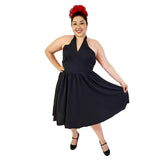 Banned Roisin Halter Dress in Black-Dress-Glitz Glam and Rebellion GGR Pinup, Retro, and Rockabilly Fashions