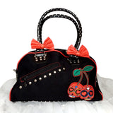 Banned Cherry Skull Dots Handbag-Purses-Glitz Glam and Rebellion GGR Pinup, Retro, and Rockabilly Fashions