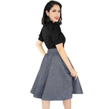 Hemet Circle Skirt in Denim-Skirts-Glitz Glam and Rebellion GGR Pinup, Retro, and Rockabilly Fashions