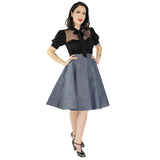 Hemet Circle Skirt in Denim-Skirts-Glitz Glam and Rebellion GGR Pinup, Retro, and Rockabilly Fashions
