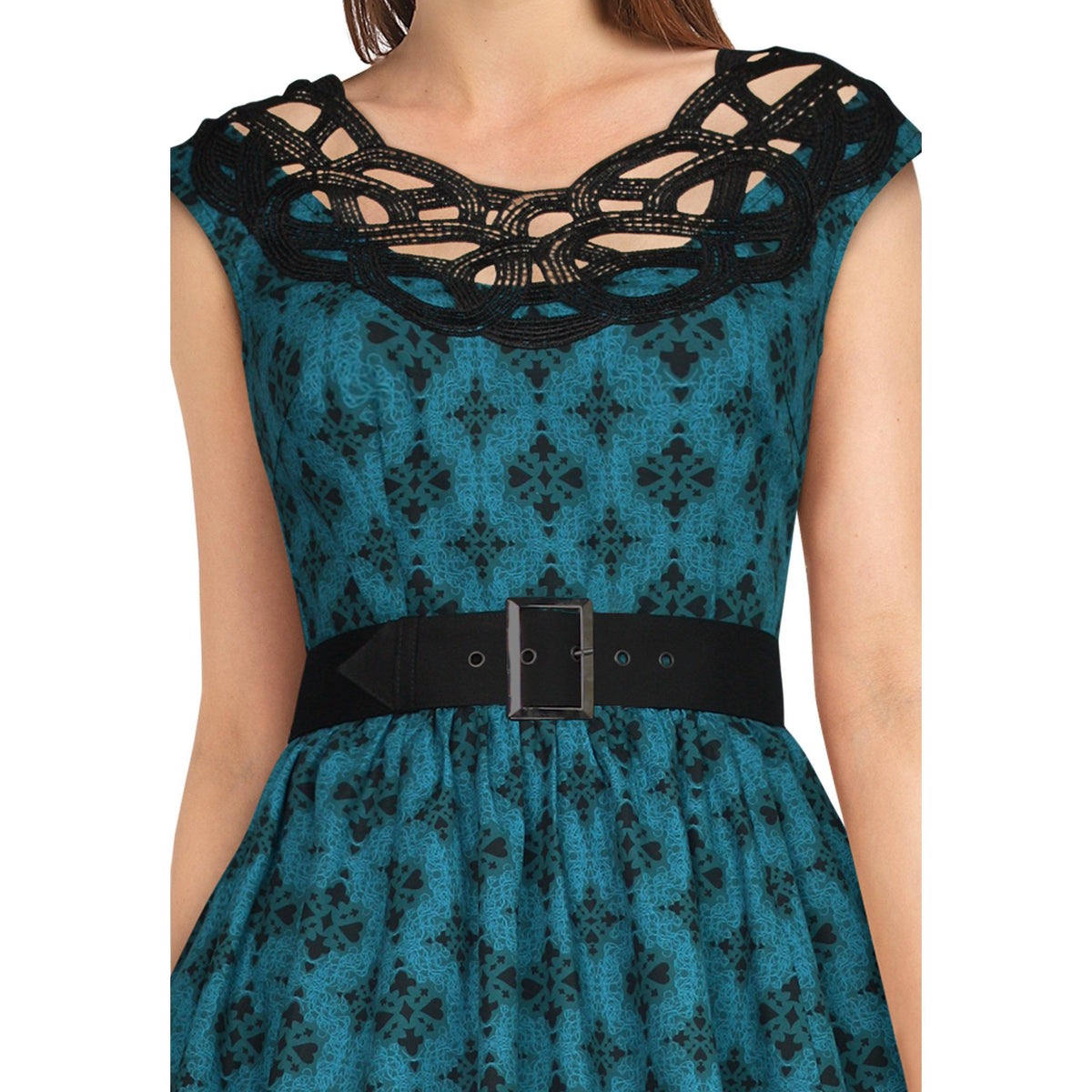 Labyrinth Lace Dress in Turquoise and Black – Glitz Glam and Rebellion