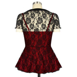 GGR Be Still My Heart Lace Overlay Top in Red - SPECIAL!-Top-Glitz Glam and Rebellion GGR Pinup, Retro, and Rockabilly Fashions