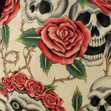 Hemet Skulls & Roses Messenger Bag in Beige-Purses-Glitz Glam and Rebellion GGR Pinup, Retro, and Rockabilly Fashions