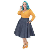 Hemet Circle Skirt in Denim-Skirts-Glitz Glam and Rebellion GGR Pinup, Retro, and Rockabilly Fashions