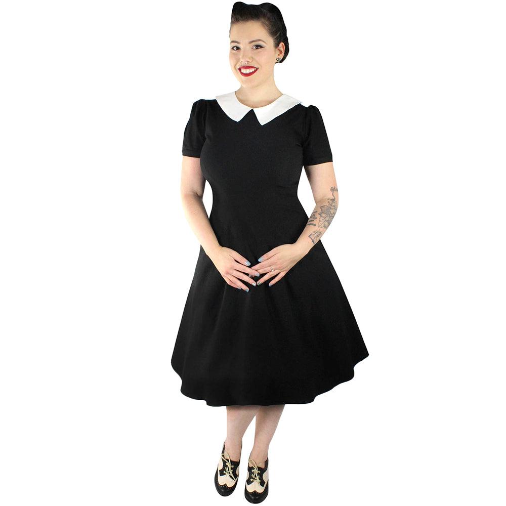 Pointy Collar Dress in Black and White by Hemet