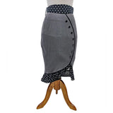 Polka Dot Ruffles Wiggle Skirt in Grey-Skirts-Glitz Glam and Rebellion GGR Pinup, Retro, and Rockabilly Fashions