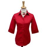 TOBS Quintessential Pinup Blouse in Red-Blouse-Glitz Glam and Rebellion GGR Pinup, Retro, and Rockabilly Fashions