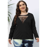 Plus Size Cutout Front Long Sleeve T-Shirt-Top-Glitz Glam and Rebellion GGR Pinup, Retro, and Rockabilly Fashions