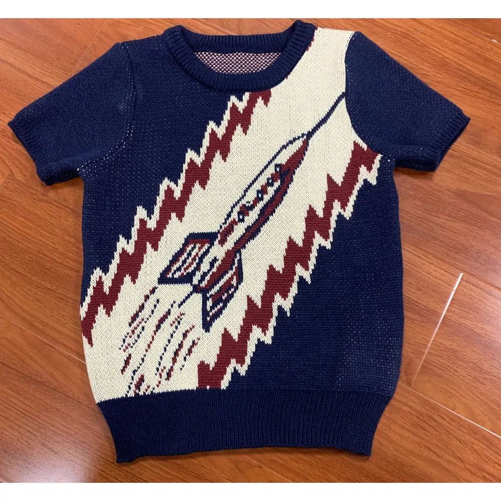 Star Struck Clothing To the Moon Rocket Sweater in Navy