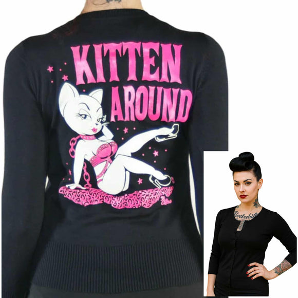 Pinky Star - Kitten Around Cardigan-Cardigan-Glitz Glam and Rebellion GGR Pinup, Retro, and Rockabilly Fashions