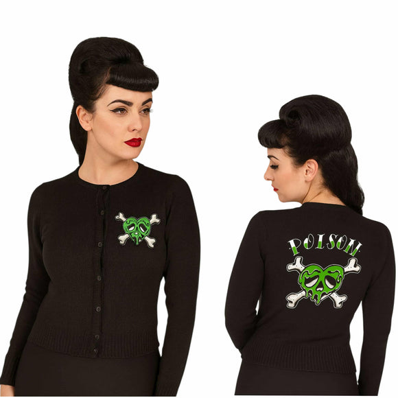 Pinky Star - Poison Heart Cardigan-Cardigan-Glitz Glam and Rebellion GGR Pinup, Retro, and Rockabilly Fashions