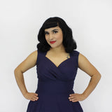 Hemet Navy Blue Sweetheart Vintage Fit & Flare Circle Dress