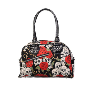 Banned Apparel Skull and Roses Handbag-Glitz Glam and Rebellion GGR Pinup, Retro, and Rockabilly Fashions