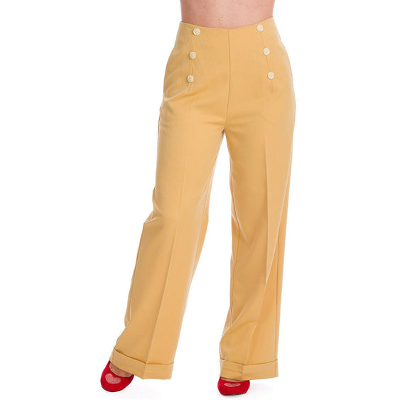 Banned Apparel Adventures Ahead Button Trousers-Apparel & Accessories-Glitz Glam and Rebellion GGR Pinup, Retro, and Rockabilly Fashions