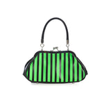Banned Apparel Night Of Mystery Handbag Green & Black Stripes-Apparel & Accessories-Glitz Glam and Rebellion GGR Pinup, Retro, and Rockabilly Fashions