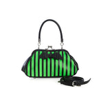 Banned Apparel Night Of Mystery Handbag Green & Black Stripes-Apparel & Accessories-Glitz Glam and Rebellion GGR Pinup, Retro, and Rockabilly Fashions