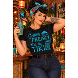 Pinky Star - Getting Freaky At the Tiki in Blue Tee-T-Shirt-Glitz Glam and Rebellion GGR Pinup, Retro, and Rockabilly Fashions