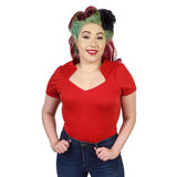 Sophia Rockabilly Diamond Cut Shirt in Red-Shirts-Glitz Glam and Rebellion GGR Pinup, Retro, and Rockabilly Fashions