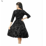 Hemet Black Roses 1940s Vintage Inspired Circle Dress w/ Pockets-Dress-Glitz Glam and Rebellion GGR Pinup, Retro, and Rockabilly Fashions