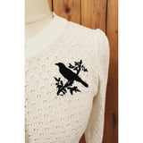 Hemet Embroidered Bird Cardigan Sweater in Ivory-Cardigan-Glitz Glam and Rebellion GGR Pinup, Retro, and Rockabilly Fashions