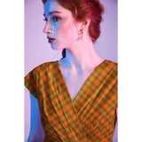 Retrolicious Greta Dress - Orange Plaid-Dresses-Glitz Glam and Rebellion GGR Pinup, Retro, and Rockabilly Fashions