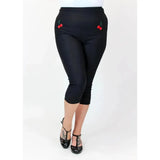 Hemet High Waist Capris in Black with Cherries-Pants-Glitz Glam and Rebellion GGR Pinup, Retro, and Rockabilly Fashions