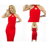 Hemet Red Criss Cross Fitted Pencil Dress-Dress-Glitz Glam and Rebellion GGR Pinup, Retro, and Rockabilly Fashions