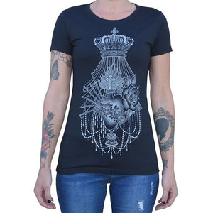 Black Market Art Company Sacred Heart - Women'S Loose Neck T-Shirt-Apparel & Accessories-Glitz Glam and Rebellion GGR Pinup, Retro, and Rockabilly Fashions