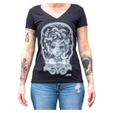 Black Market Art Company Lil Medusa - Women's Loose Neck T-Shirt-Apparel & Accessories-Glitz Glam and Rebellion GGR Pinup, Retro, and Rockabilly Fashions