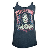 Misfortune - Women's Unfinished Racer Back Tank Top-Apparel & Accessories-Glitz Glam and Rebellion GGR Pinup, Retro, and Rockabilly Fashions