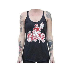 Queen of Pain - Women's Unfinished Racer Back Tank Top-Apparel & Accessories-Glitz Glam and Rebellion GGR Pinup, Retro, and Rockabilly Fashions