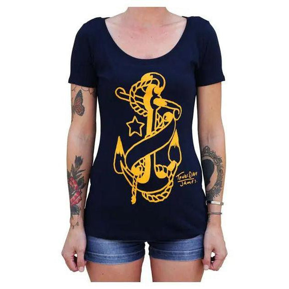 Anchor - Women'S Scoop Neck T-Shirt-Apparel & Accessories-Glitz Glam and Rebellion GGR Pinup, Retro, and Rockabilly Fashions
