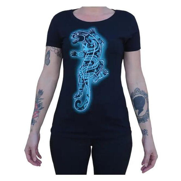 Tattooed Panther - Women's Loose Neck T-Shirt-Apparel & Accessories-Glitz Glam and Rebellion GGR Pinup, Retro, and Rockabilly Fashions