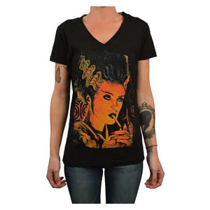 Black Market Art Company Monster Love - Women's Vneck T-Shirt-Apparel & Accessories-Glitz Glam and Rebellion GGR Pinup, Retro, and Rockabilly Fashions