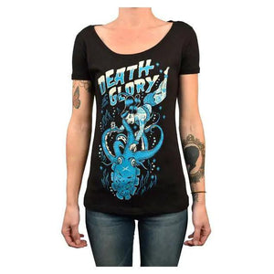 Black Market Art Company Death or Glory - Women's Scoop Neck T-Shirt-Apparel & Accessories-Glitz Glam and Rebellion GGR Pinup, Retro, and Rockabilly Fashions