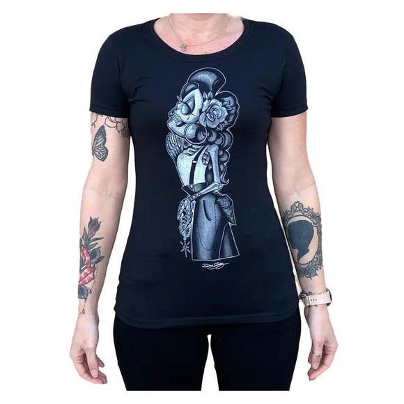 Black Market Art Company Rosie - Women's Loose Neck T-Shirt-Apparel & Accessories-Glitz Glam and Rebellion GGR Pinup, Retro, and Rockabilly Fashions