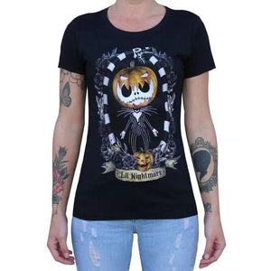 Black Market Art Company Lil Nightmare - Women's Loose Neck T-Shirt-Apparel & Accessories-Glitz Glam and Rebellion GGR Pinup, Retro, and Rockabilly Fashions