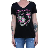 Black Market Art Company Pink Panther - Women'S Vneck T-Shirt-Apparel & Accessories-Glitz Glam and Rebellion GGR Pinup, Retro, and Rockabilly Fashions