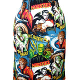 Hemet Hollywood Horror Monsters Pencil Skirt-Apparel & Accessories-Glitz Glam and Rebellion GGR Pinup, Retro, and Rockabilly Fashions