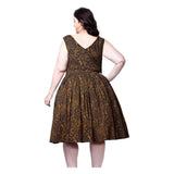 Miss Lulo Coral Reef Gold and Black Lily Fit and Flare Dress-Apparel & Accessories-Glitz Glam and Rebellion GGR Pinup, Retro, and Rockabilly Fashions